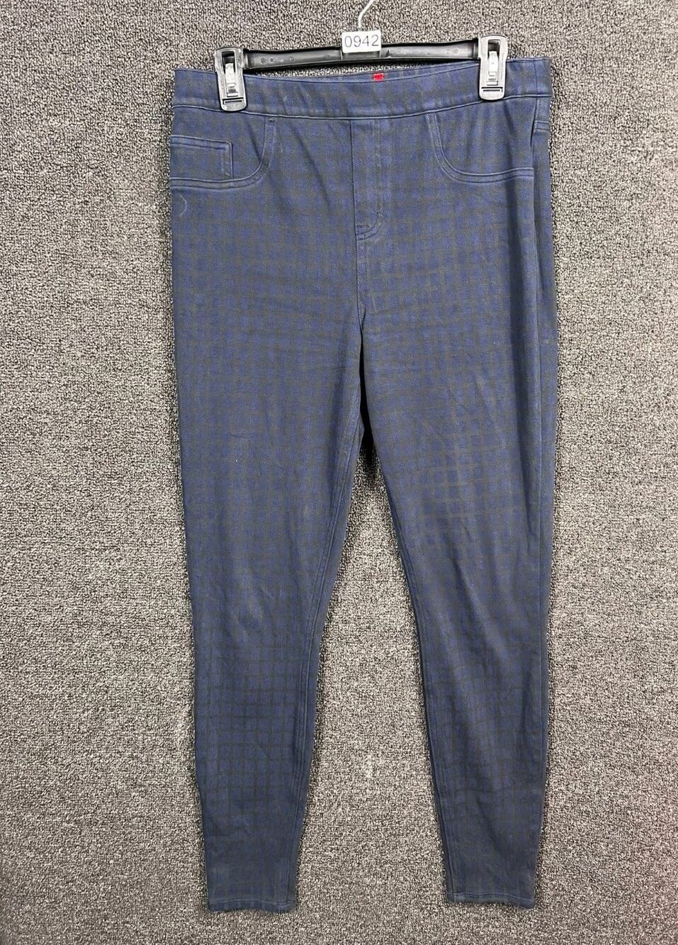 Spanx Jean-ish Ankle Length Leggings Lapis Womens Size L Night Check